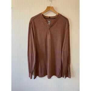 REI Heathered Burnt Orange Half Snap Button Long Sleeve Henley Tee Size XXL